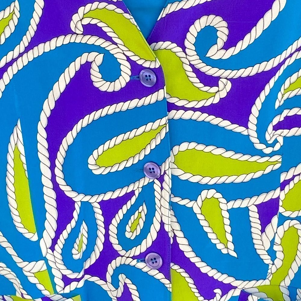 DVF Diane Von Fustenberg Wm’s Sz Lrg Silk Nautical Rope Vibrant Colored Vest - Picture 3 of 6